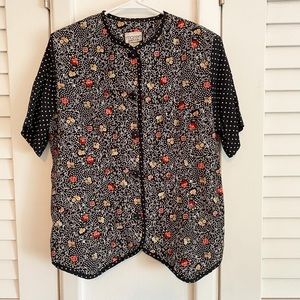 Vintage 90s Mixed Print Floral Maren Petite Blouse